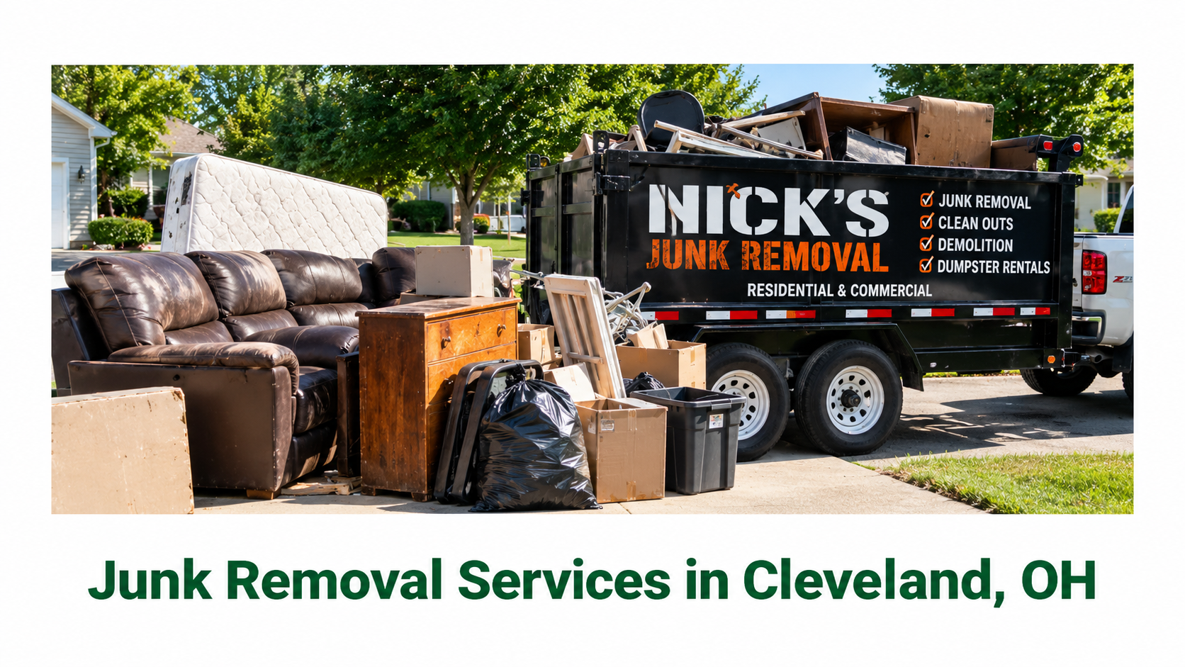 Nick's Junk Removal truck providing junk removal in Cleveland, OH